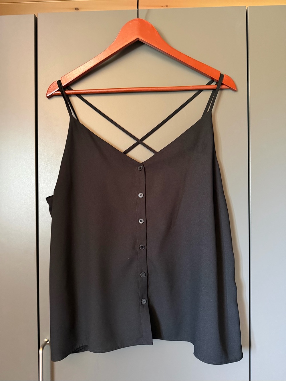 Frank And Oak Black Cross Strap Button Front Camisole Size (XL)